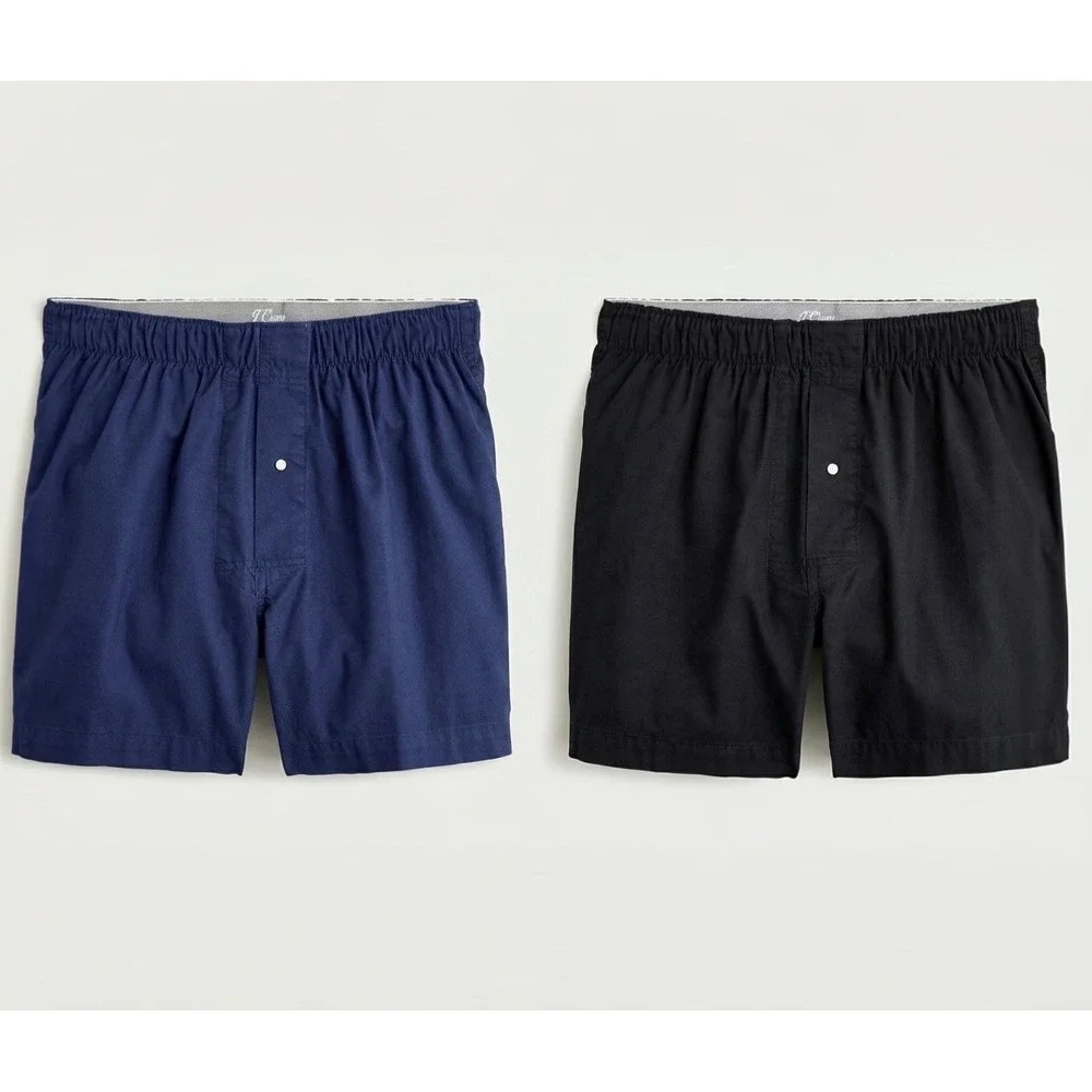 NWT Lot of 2 J Crew Broken In Boxers Mens M Underwear Navy Black Organic Cotton